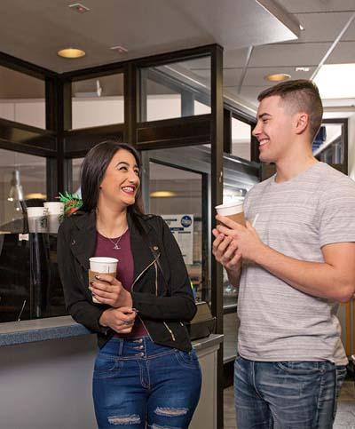 Students getting coffee in the Hawks Nest Cafe